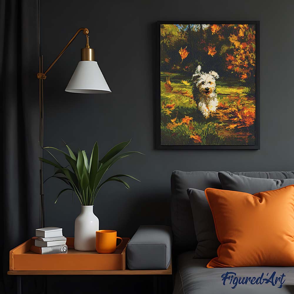 Diamond Painting - Joyful Pup in Fall