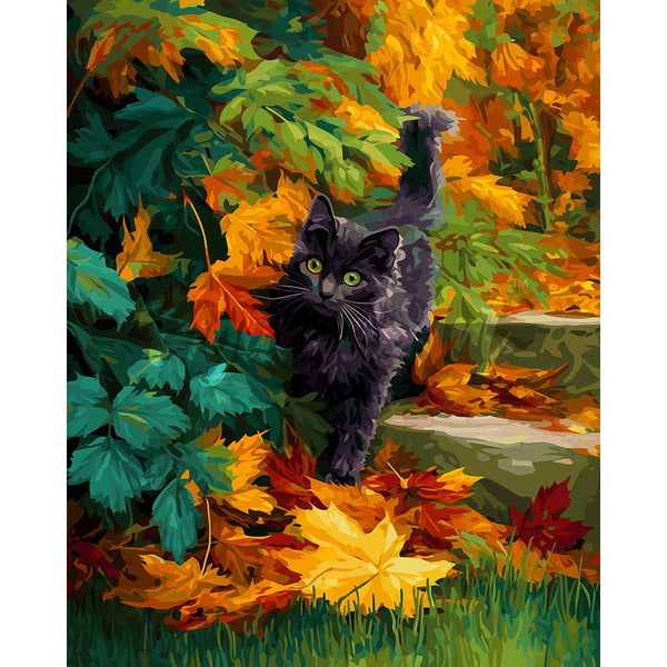 Diamond Painting - Black Cat in Fall