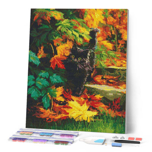 Diamond Painting - Black Cat in Fall