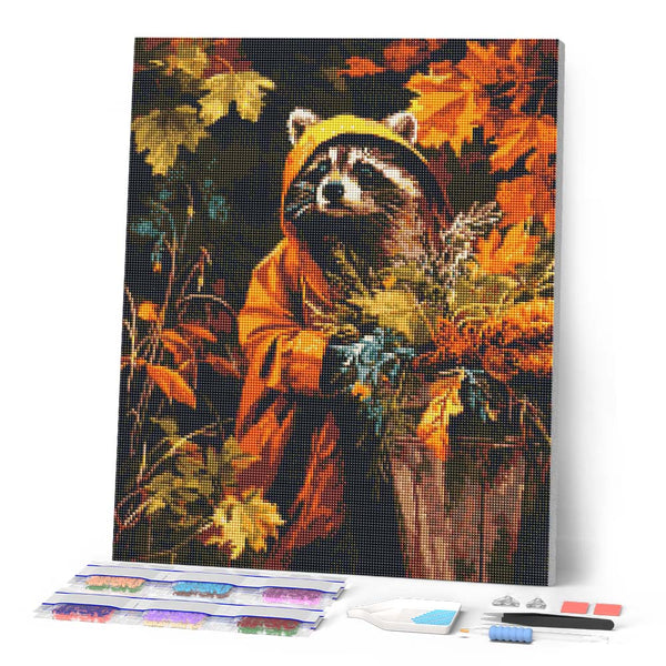 Diamond Painting - Raccoon in Raincoat