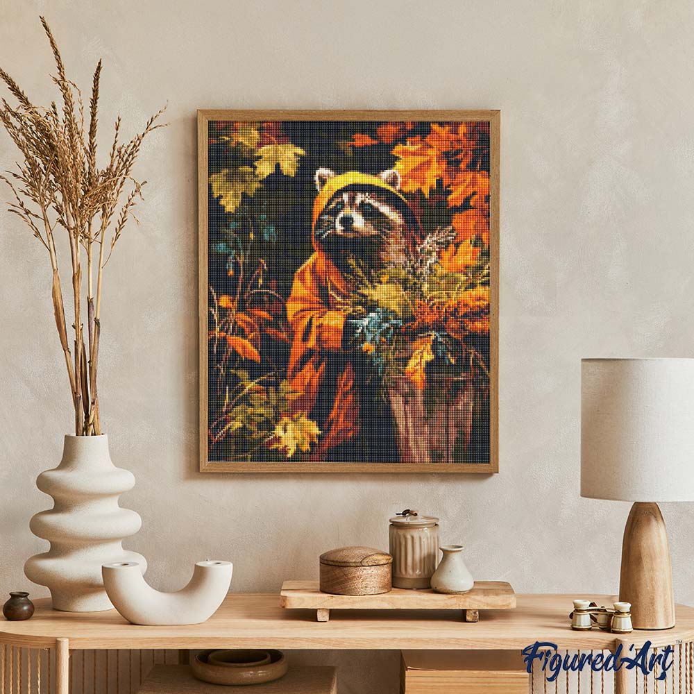 Diamond Painting - Raccoon in Raincoat