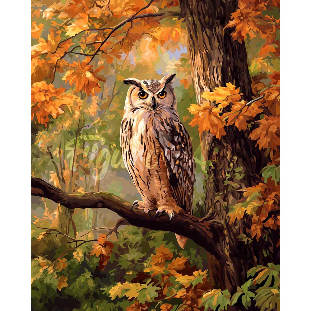 Diamond Painting - Owl Among Golden Leaves