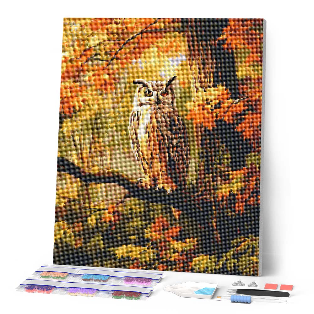 Diamond Painting - Owl Among Golden Leaves