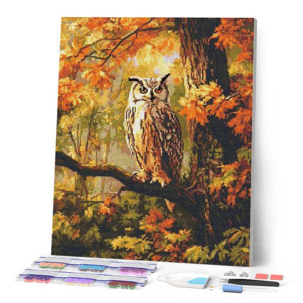 Diamond Painting - Owl Among Golden Leaves