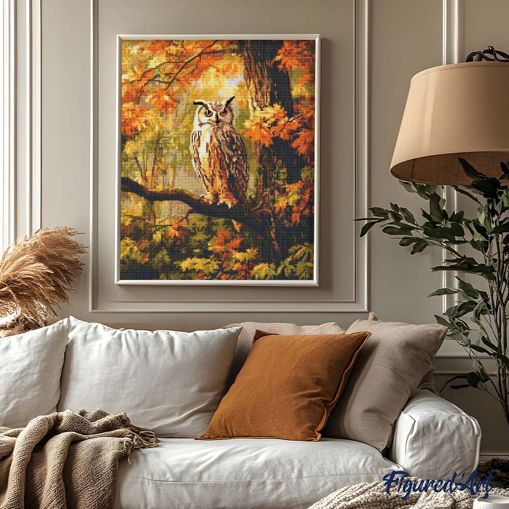 Diamond Painting - Owl Among Golden Leaves