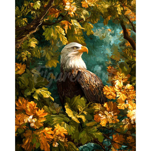 Diamond Painting - Eagle Among Golden Leaves