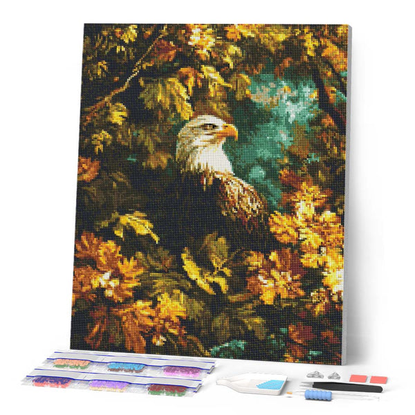 Diamond Painting - Eagle Among Golden Leaves
