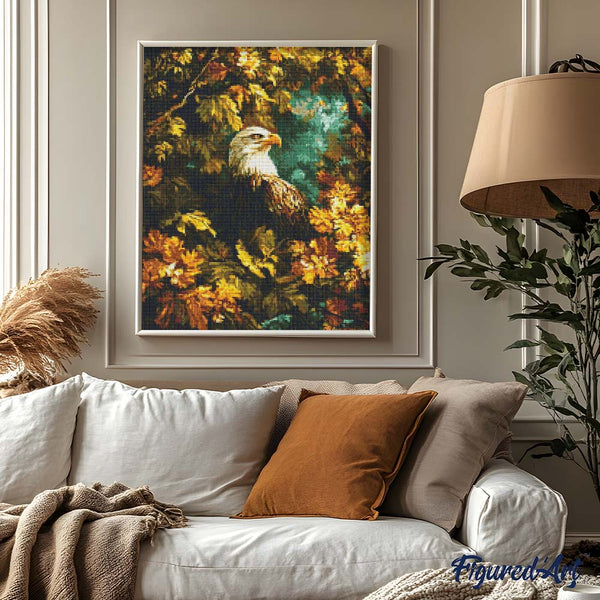 Diamond Painting - Eagle Among Golden Leaves