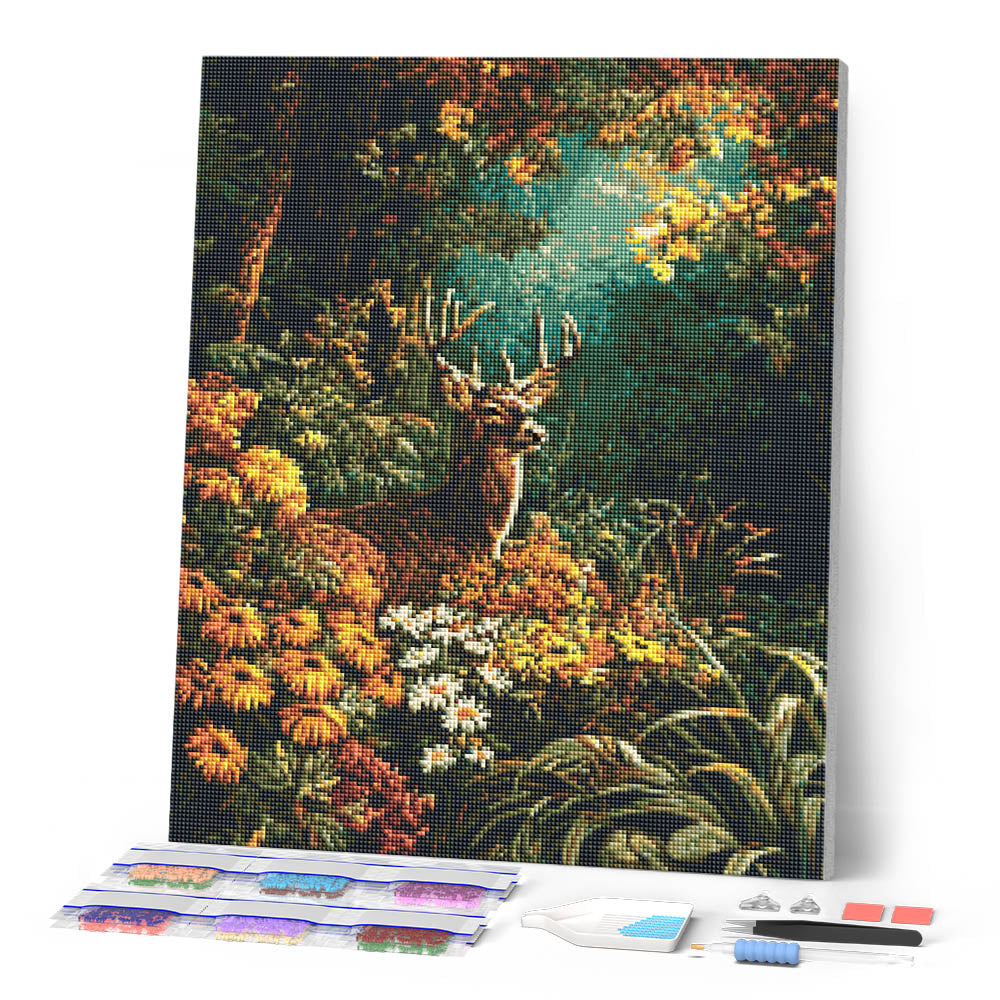 Diamond Painting - Deer Among Fall Blooms