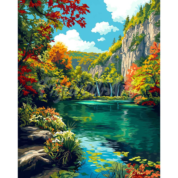 Diamond Painting - Emerald Lake in Fall