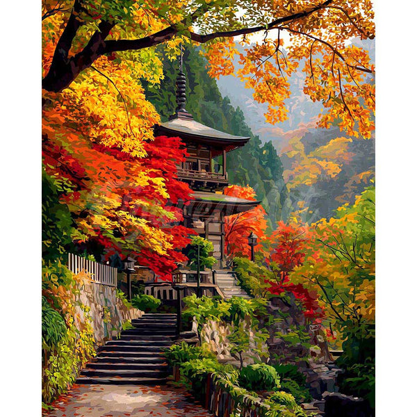Diamond Painting - Japanese Pagoda in Fall