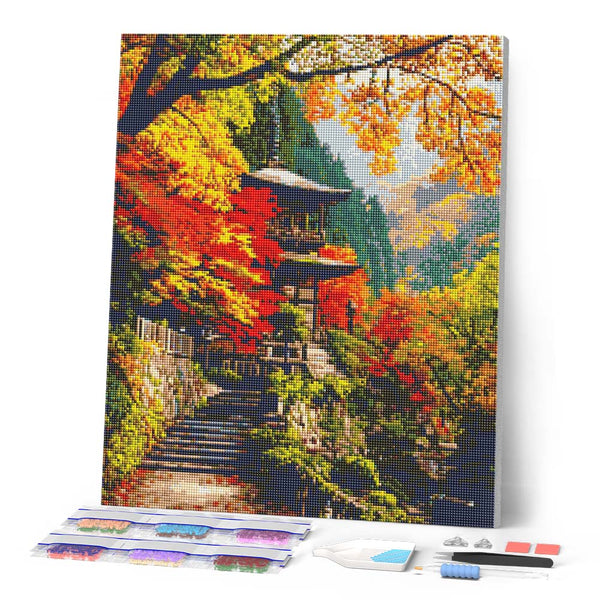 Diamond Painting - Japanese Pagoda in Fall