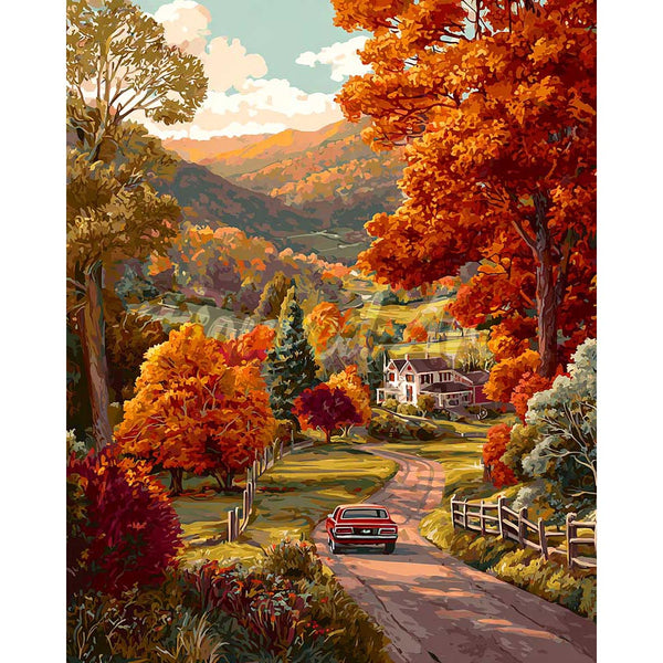 Diamond Painting - Country Road in Fall
