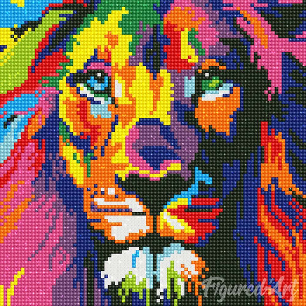 Mini Diamond Painting 10"x10" - Lion Pop Art