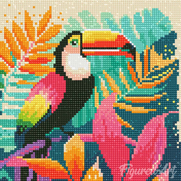 Mini Diamond Painting 10"x10" - Tropical Toucan