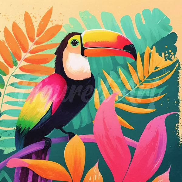 Mini Diamond Painting 10"x10" - Tropical Toucan Figured'Art USA