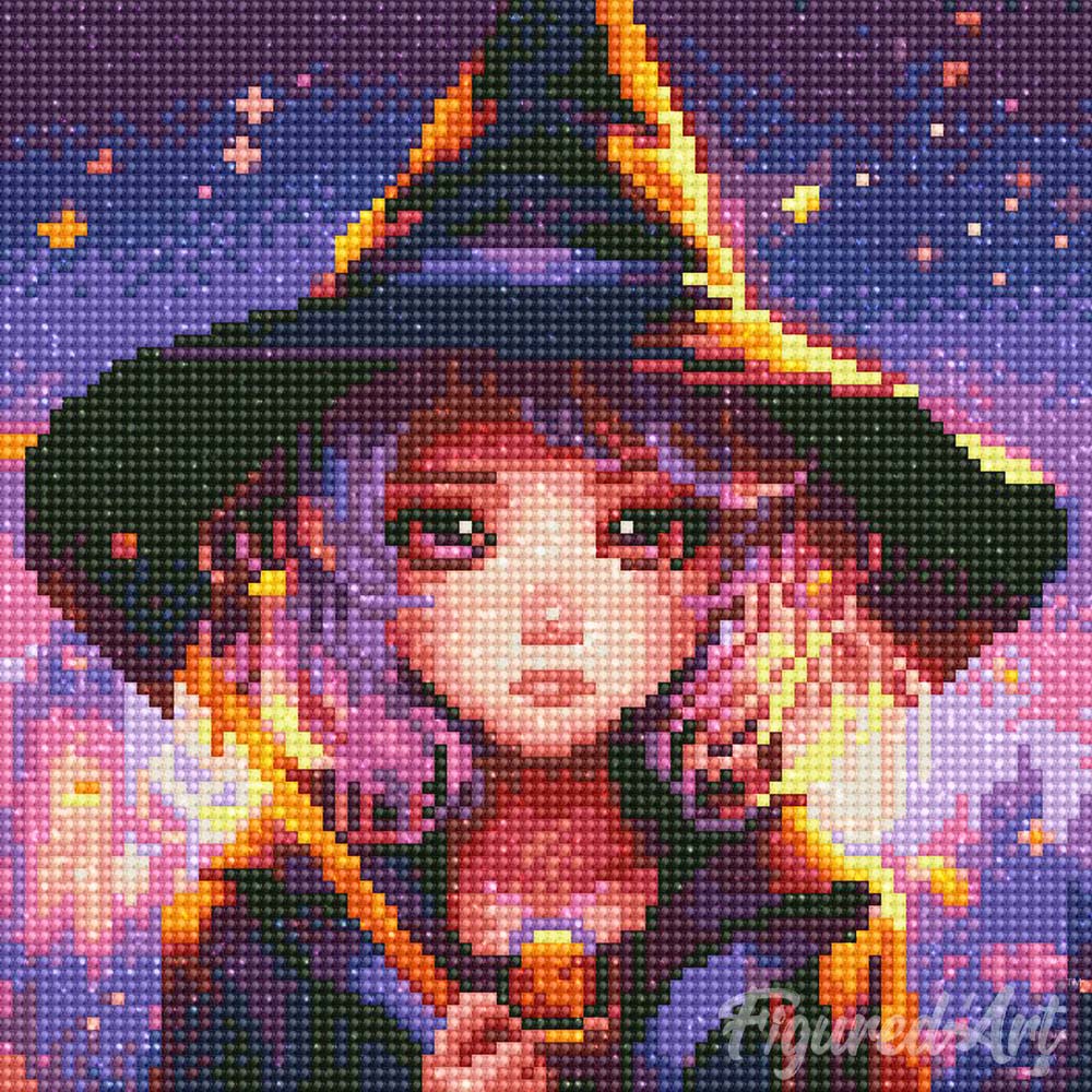 Mini Diamond Painting 10"x10" - Charming Little Witch