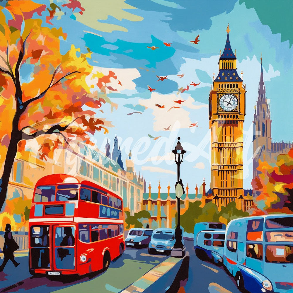 Mini Diamond Painting 10"x10" - Autumn in London City Figured'Art USA