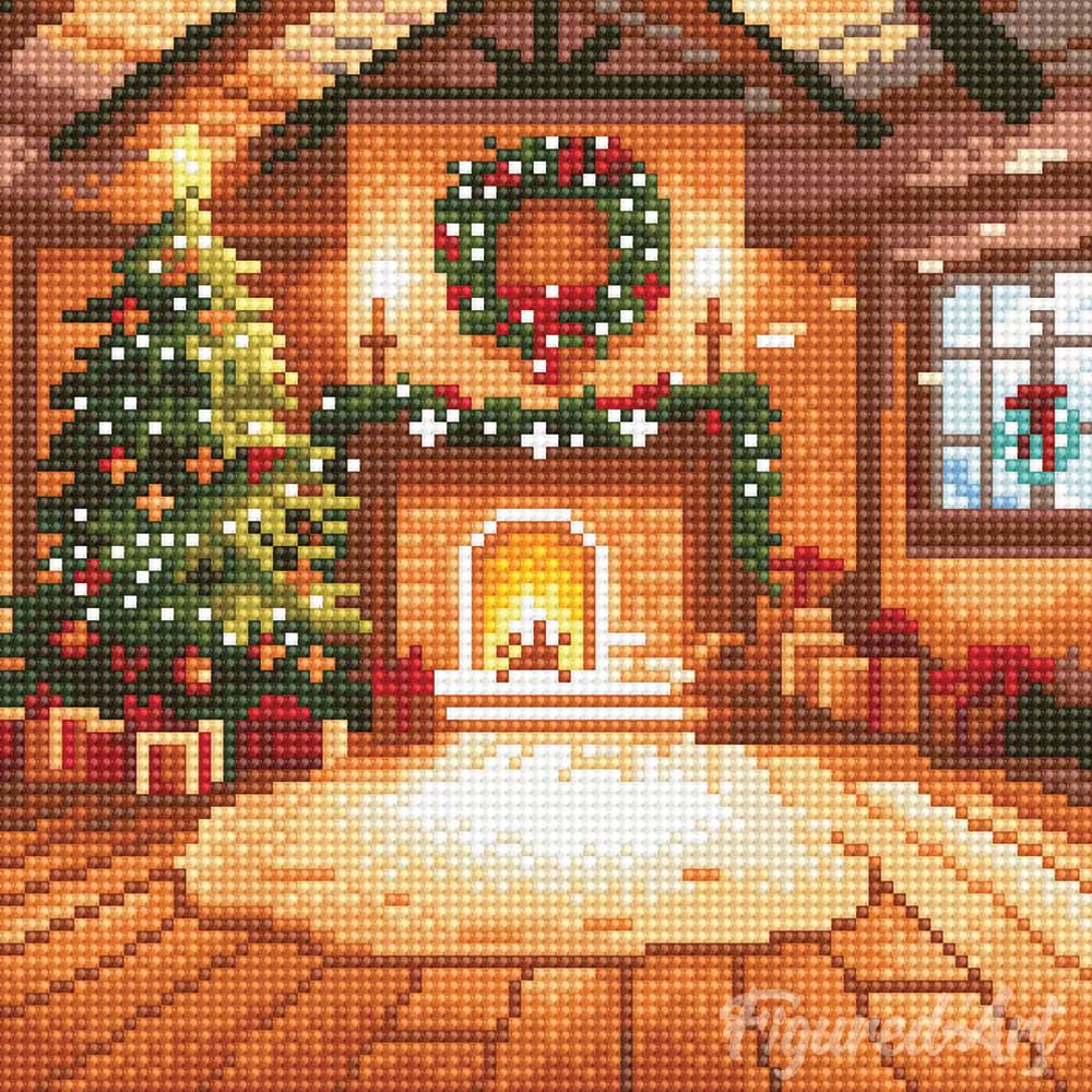 Mini Diamond Painting 10"x10" - Cozy Christmas Room