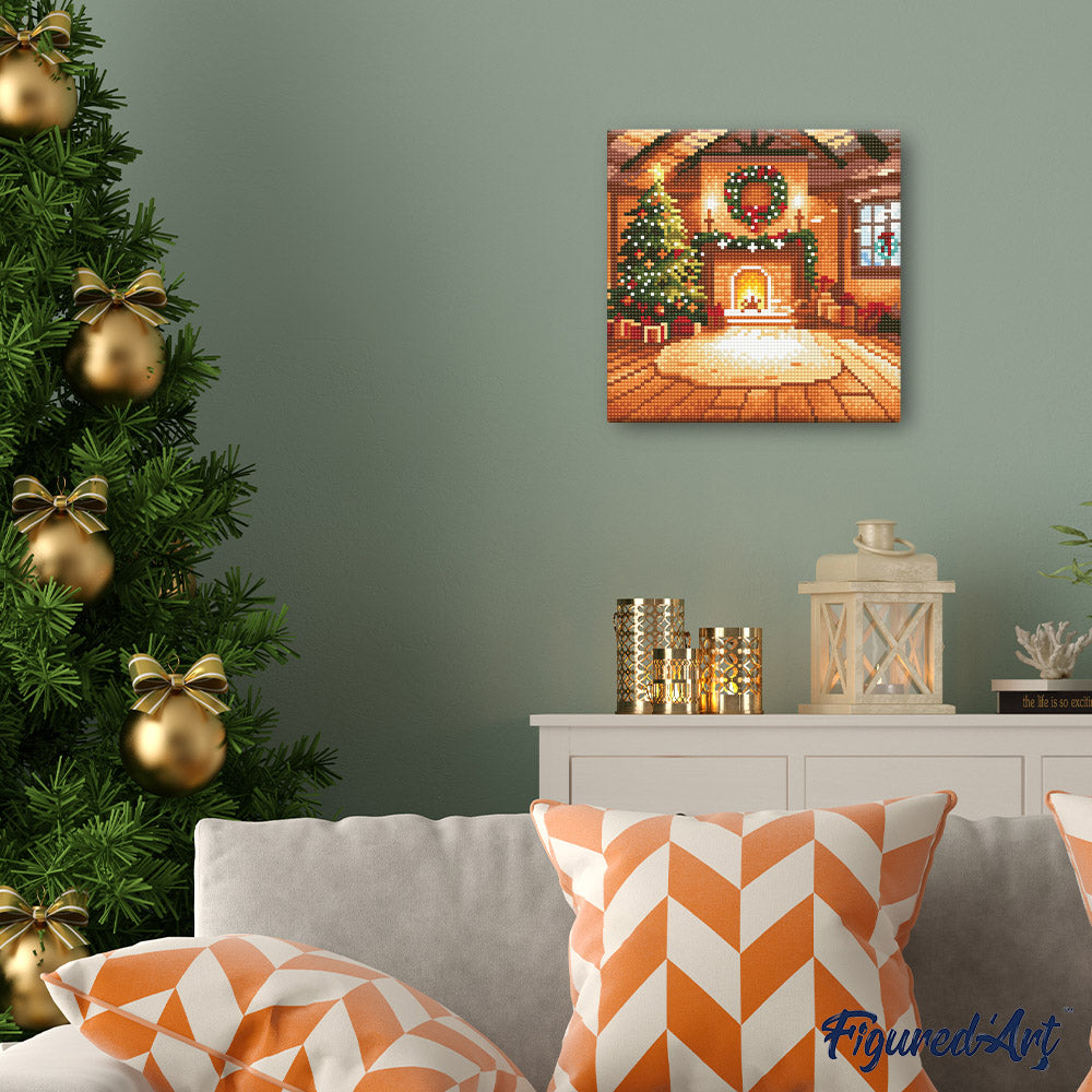 Mini Diamond Painting 10"x10" - Cozy Christmas Room