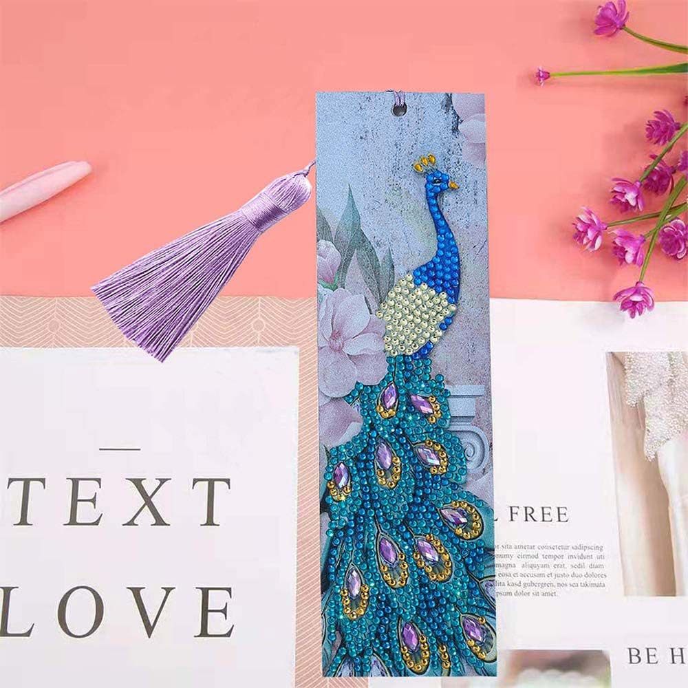 Diamond Painting Bookmark with Peacock