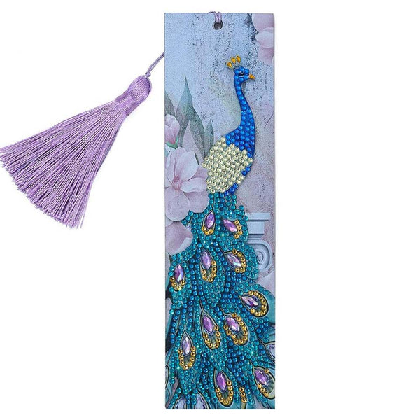 Diamond Painting Bookmark with Peacock