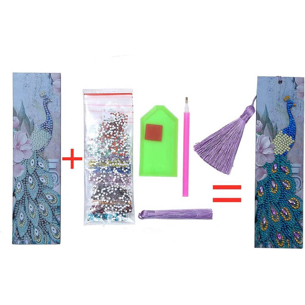 Diamond Painting Bookmark with Peacock
