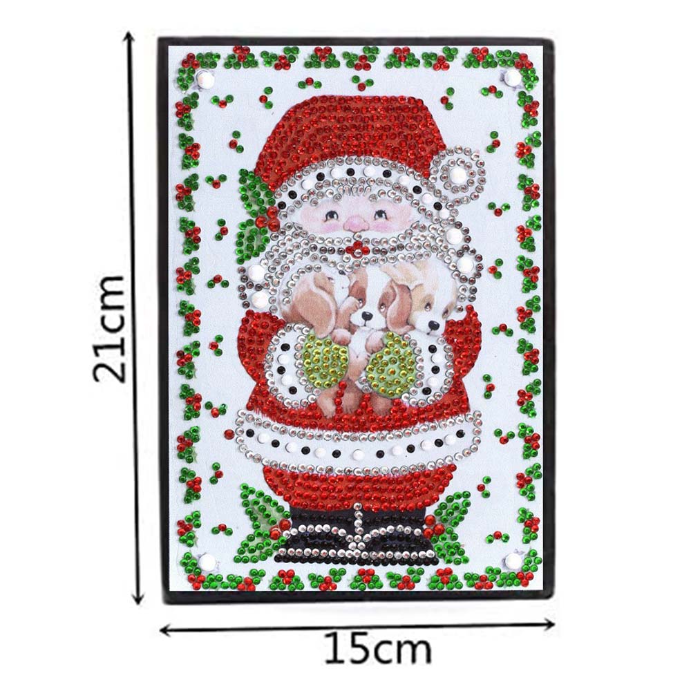 Diamond Painting Notebook Santa Claus with Puppies