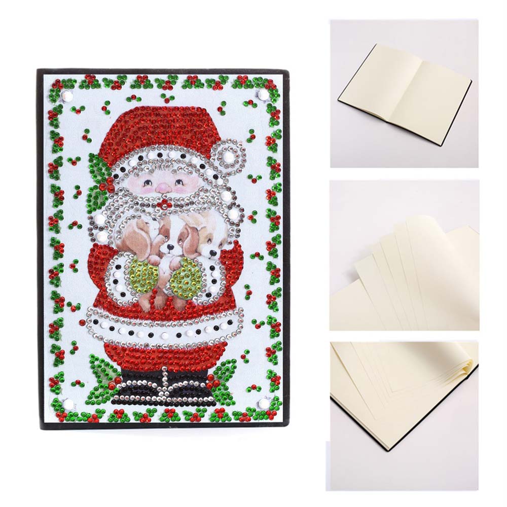 Diamond Painting Notebook Santa Claus with Puppies