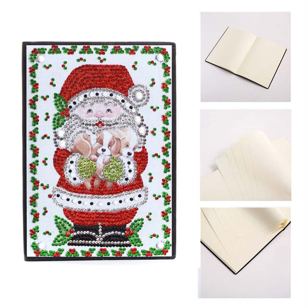 Diamond Painting Notebook Santa Claus with Puppies