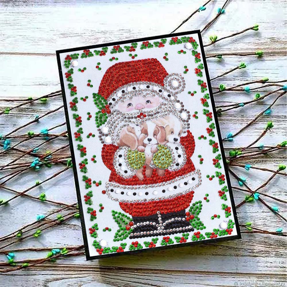 Diamond Painting Notebook Santa Claus with Puppies