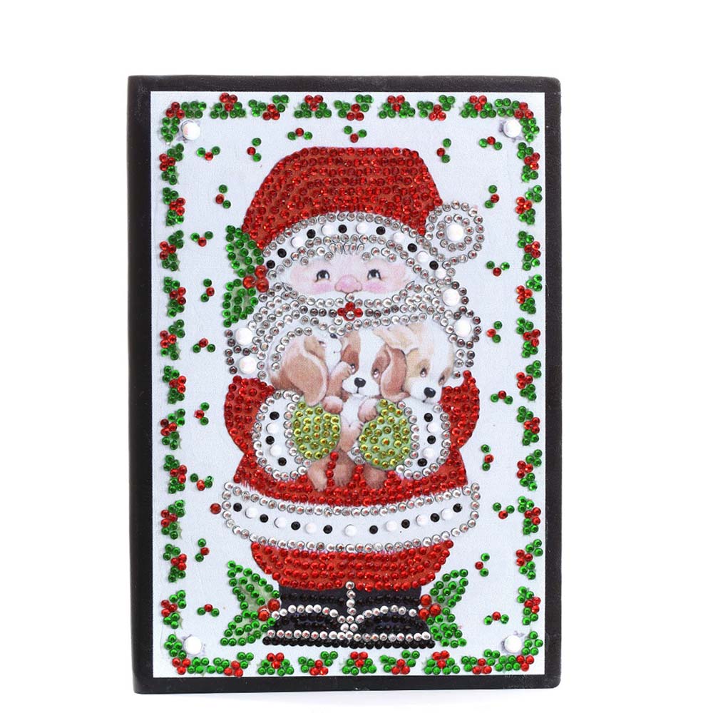 Diamond Painting Notebook Santa Claus with Puppies