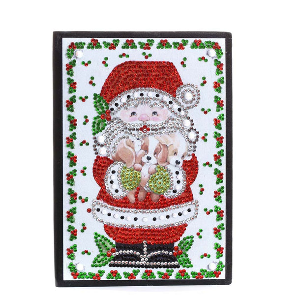 Diamond Painting Notebook Santa Claus with Puppies