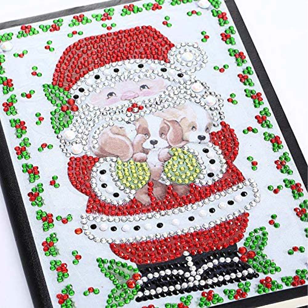 Diamond Painting Notebook Santa Claus with Puppies