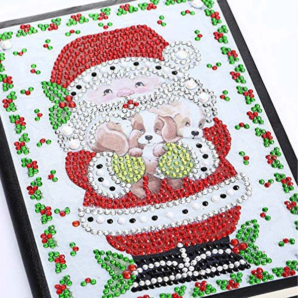 Diamond Painting Notebook Santa Claus with Puppies