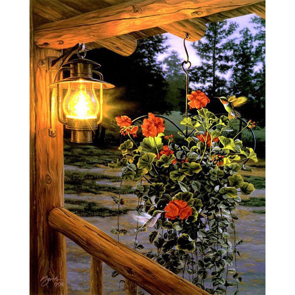 Paint by numbers Lantern under the porch Figured'Art new arrivals, intermediate, landscapes