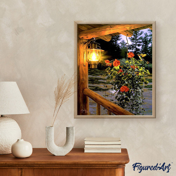 Paint by numbers Lantern under the porch Figured'Art new arrivals, intermediate, landscapes