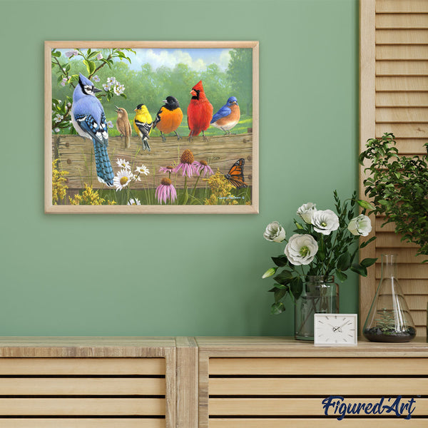 Paint by numbers Birds On A Fence Figured'Art new arrivals, intermediate, animals, birds