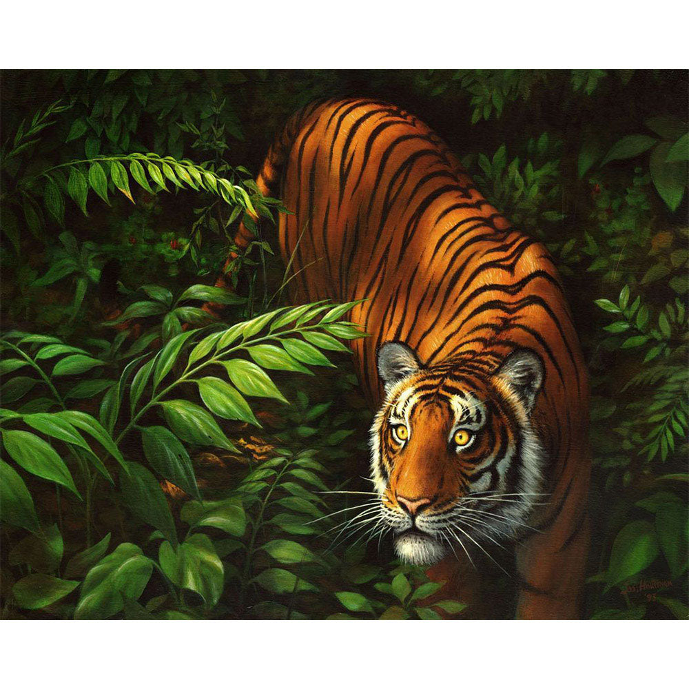 Paint by numbers Tiger In Ferns Figured'Art new arrivals, intermediate, animals, tigers