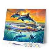 Paint by numbers | Dolphins | animals dolphins intermediate new arrivals landscapes fish | Figured'Art