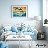 Paint by numbers | Dolphins | animals dolphins intermediate new arrivals landscapes fish | Figured'Art