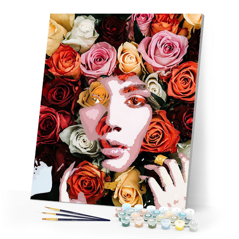 Paint by numbers | Face of roses | women flowers intermediate new arrivals portrait | Figured'Art