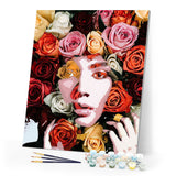 Paint by numbers | Face of roses | women flowers intermediate new arrivals portrait | Figured'Art