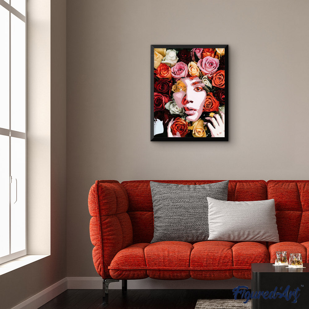 Paint by numbers | Face of roses | women flowers intermediate new arrivals portrait | Figured'Art