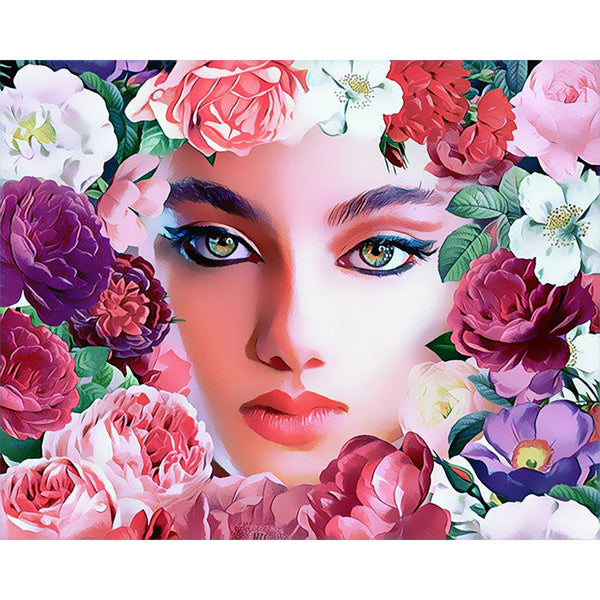 Paint by numbers | Face and flowers 2 | women flowers intermediate new arrivals portrait | Figured'Art