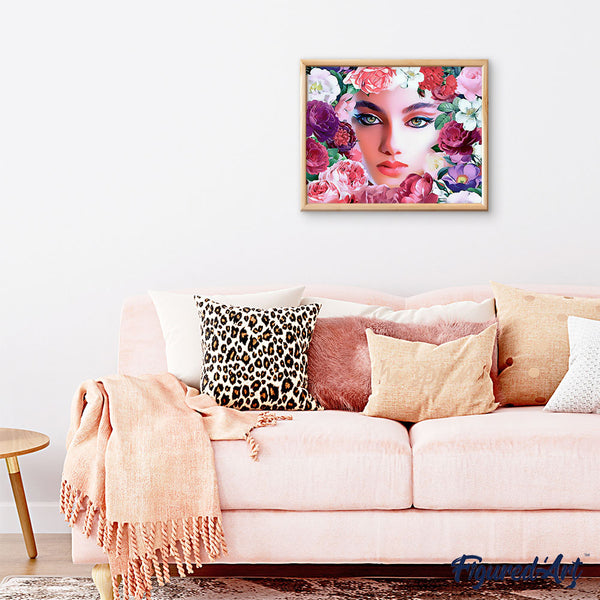 Paint by numbers | Face and flowers 2 | women flowers intermediate new arrivals portrait | Figured'Art