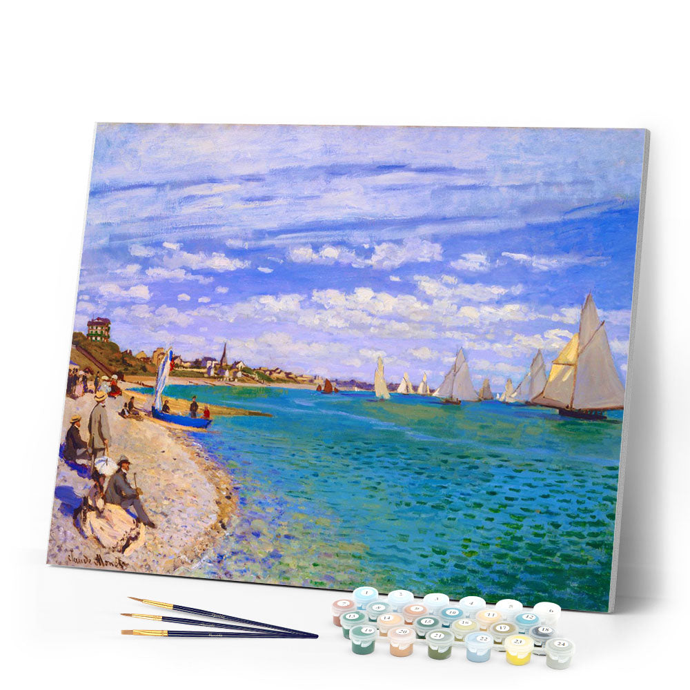 Paint by numbers | Regattas at Sainte Addresse - Monet | ships and boats intermediate new arrivals landscapes reproduction | Figured'Art