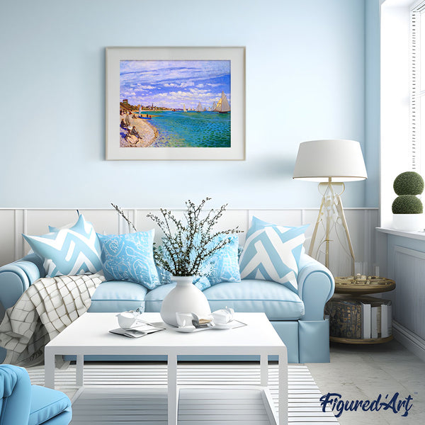 Paint by numbers | Regattas at Sainte Addresse - Monet | ships and boats intermediate new arrivals landscapes reproduction | Figured'Art