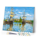 Paint by numbers | Boats sailing on the Seine in Rouen - Monet | ships and boats advanced new arrivals landscapes reproduction | Figured'Art