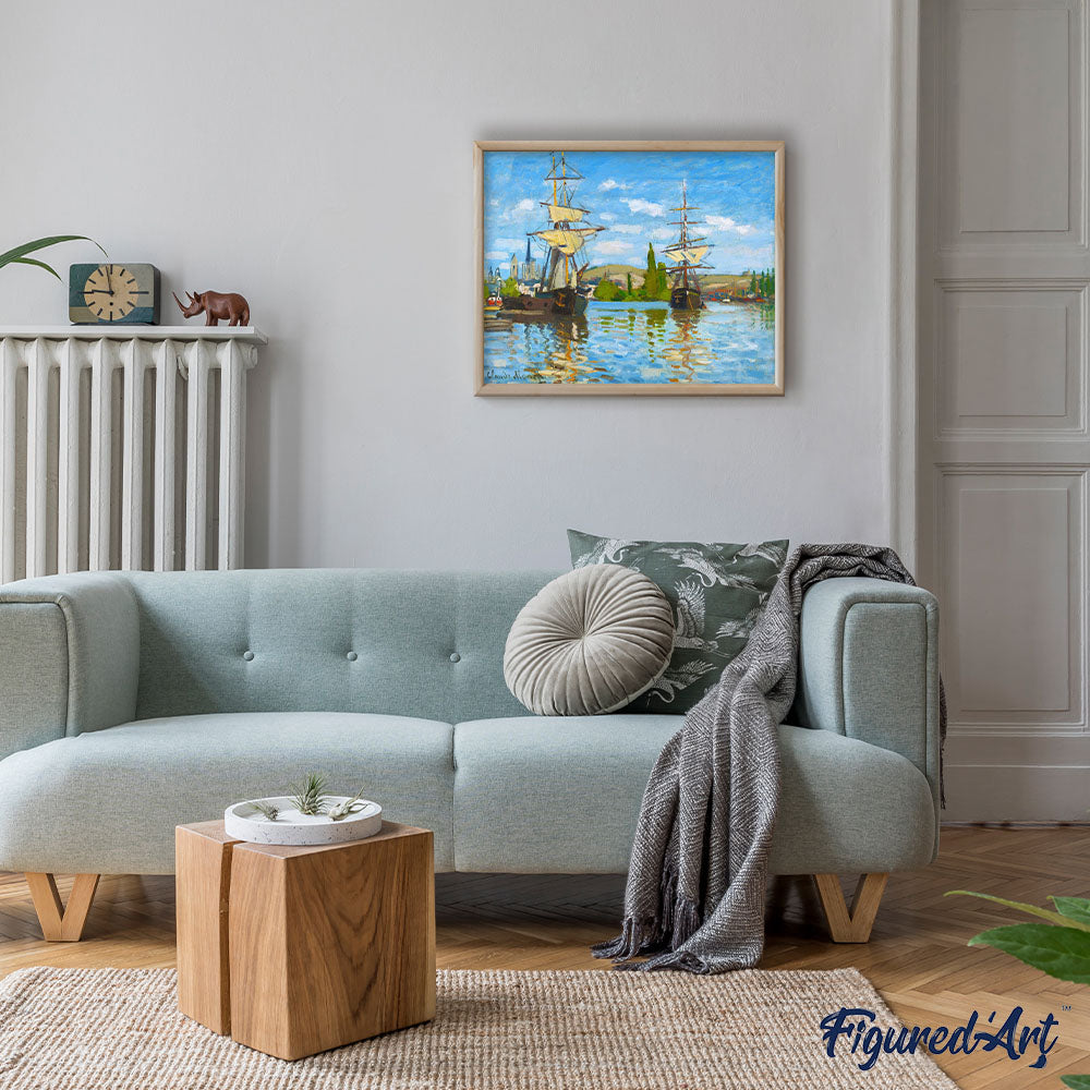 Paint by numbers | Boats sailing on the Seine in Rouen - Monet | ships and boats advanced new arrivals landscapes reproduction | Figured'Art